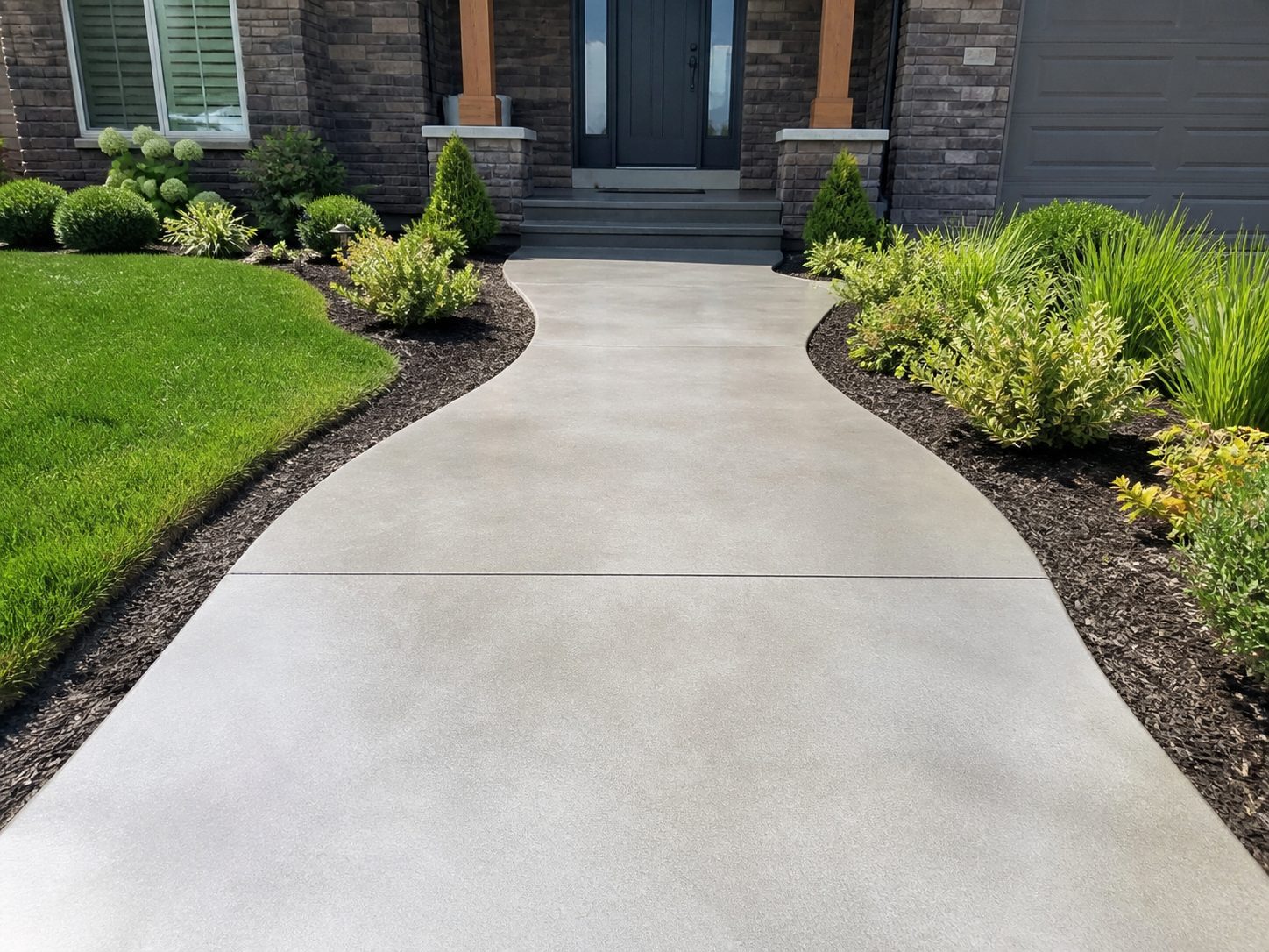 Finished residential concrete — front walkway and curb appeal work in Independence, MO
